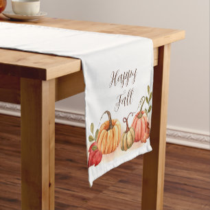 Chemin De Table Court Citrouilles aquarelles d'automne avec texte person