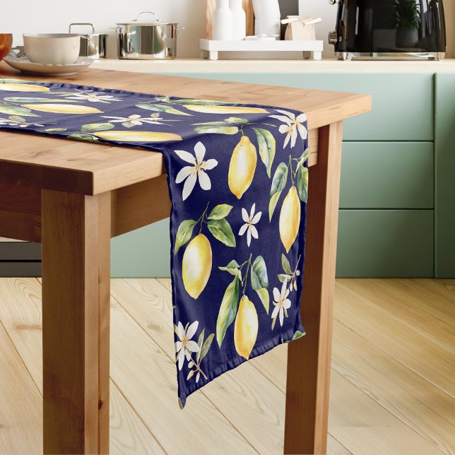 Chemin De Table Court Citrus Citron Fruit Floral Motif botanique (In situ)