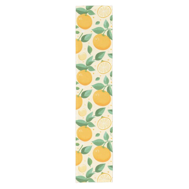 Chemin De Table Court Citrus citron jaune motif de fruits tropicaux (Devant)