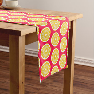 Chemin De Table Court Citrus Citron tranche Hot rose et jaune