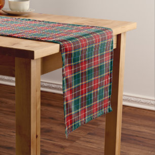Chemin De Table Court Clan Baxter Red et Forest Green Scottish Tartan