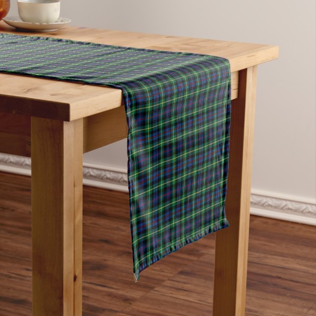 Chemin De Table Court Clan Farquharson Bright Blue and Green Tartan (In Situ)