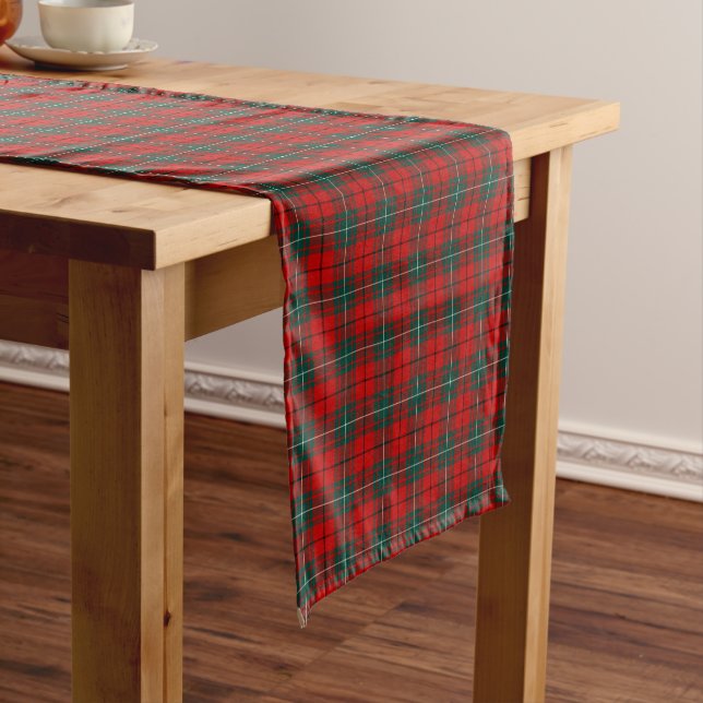 Chemin De Table Court Clan MacAulay Tartan écossais rouge et vert foncé (In Situ)