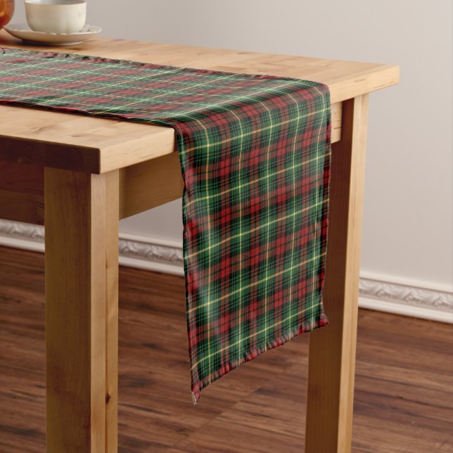 Chemin De Table Court Clan Martin Green et Red Scottish Tartan (In Situ)