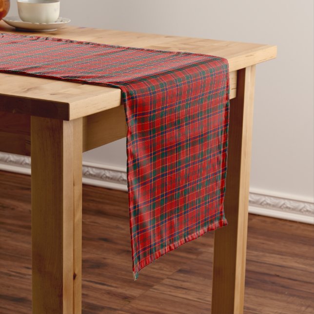 Chemin De Table Court Clan Munro Bright Red Scottish Tartan (In Situ)