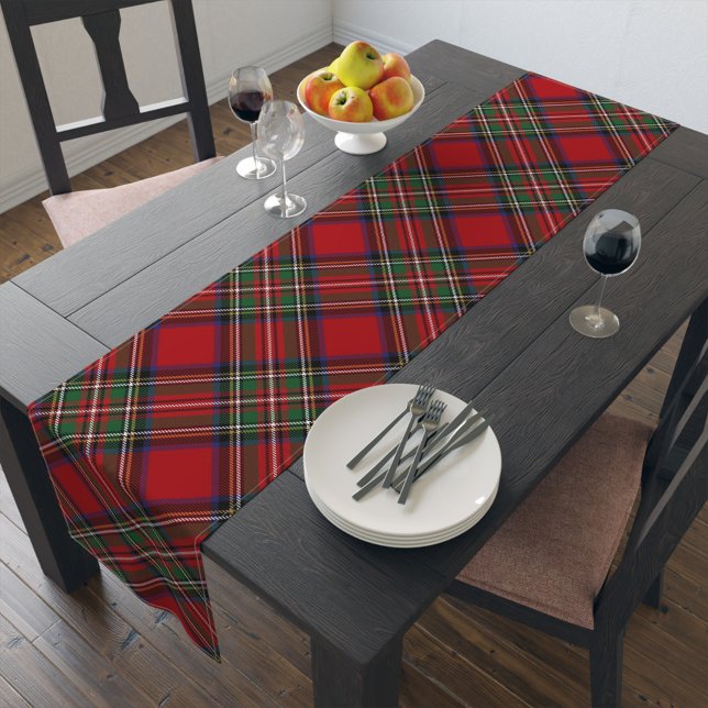 Chemin De Table Court Clan rouge rouge rouge rouge plaid Stewart Tartan (Plaid Rustic Clan Stewart Tartan Table Runner)