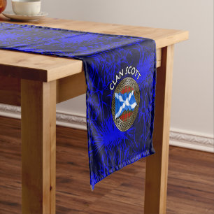 Chemin De Table Court Clan Scott Tartan Knot & Drapeau