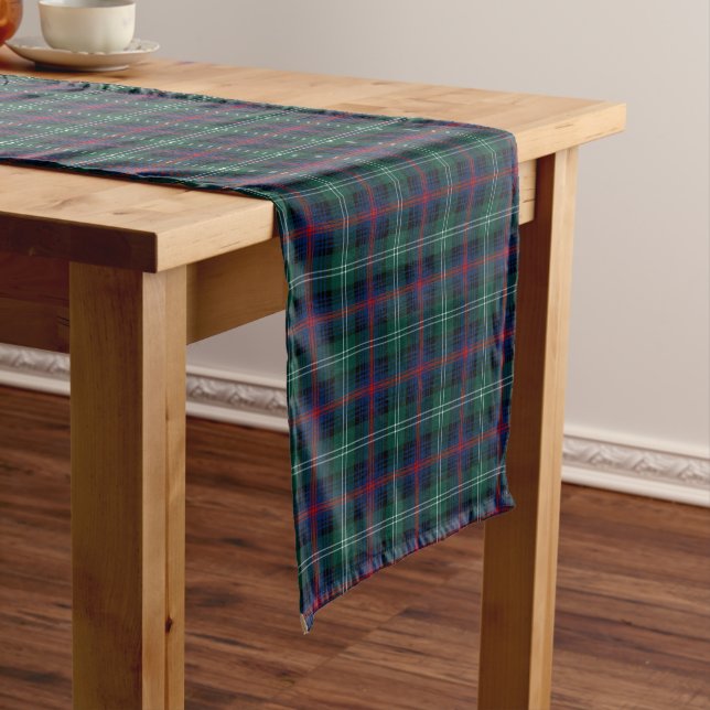Chemin De Table Court Clan Sutherland Green et Blue Scottish Tartan (In Situ)