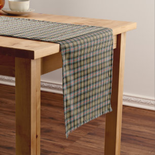 Chemin De Table Court Clan Sutherland Tan et tartan antique noir