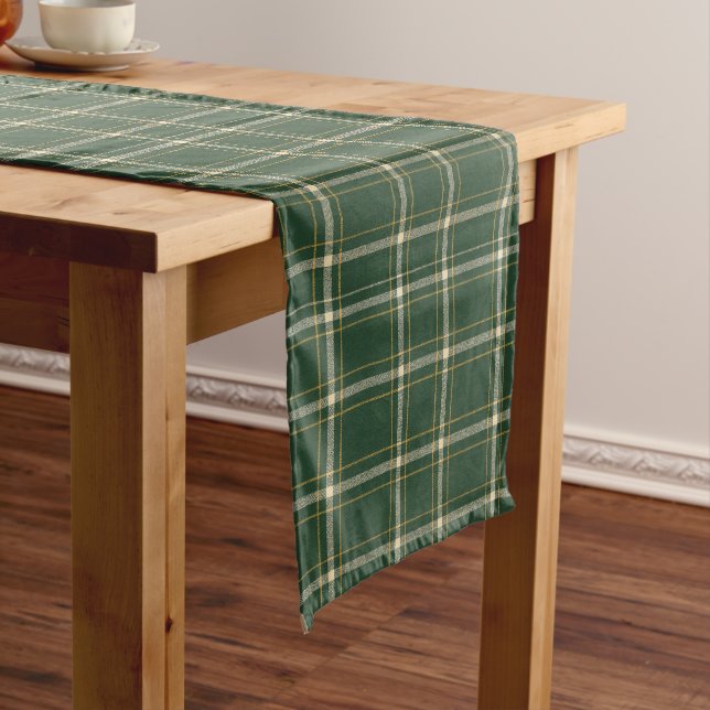 Chemin De Table Court Classic Green Plaid Christmas (In Situ)