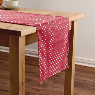 Chemin De Table Court Classic Polka Dot White - Cherry Red