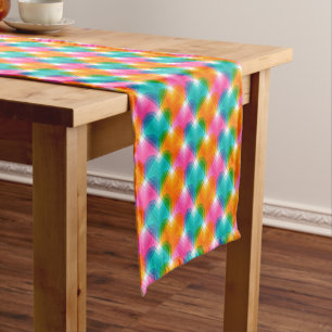 Chemin De Table Court Coeurs géométriques en couleurs psychédéliques (1)
