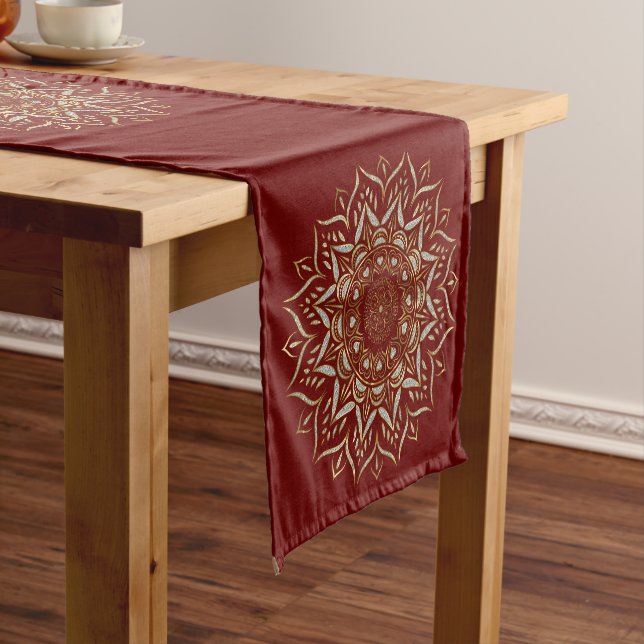 Chemin De Table Court Coeurs mandala fausse parties scintillant texture (In Situ)