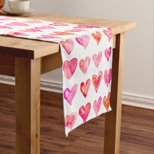 Chemin De Table Court Coeurs roses Fille Personnalisé Coureur de table