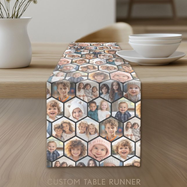 Chemin De Table Court Collage photo Honeypeb avec 12 photos (Custom Photo Table Runner)