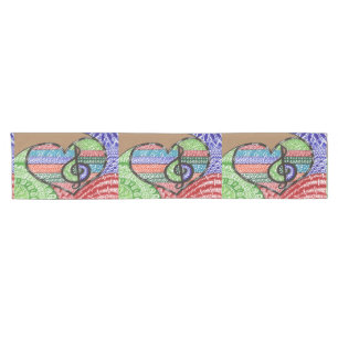 Chemin De Table Court Coloré Rainbow Music Heart Doodle personnalisé
