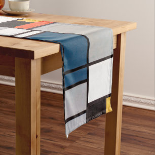 Chemin De Table Court Composition monochrome avec rouge, bleu, noir, jau