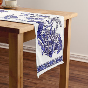 Chemin De Table Court Conception bleue de la Chine de saule