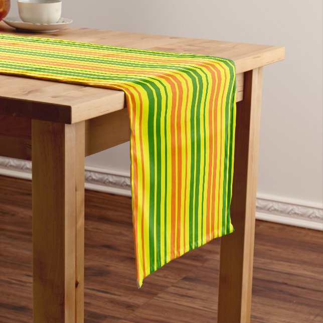 Chemin De Table Court Conception de bandes verticales orange jaune vert  (In Situ)