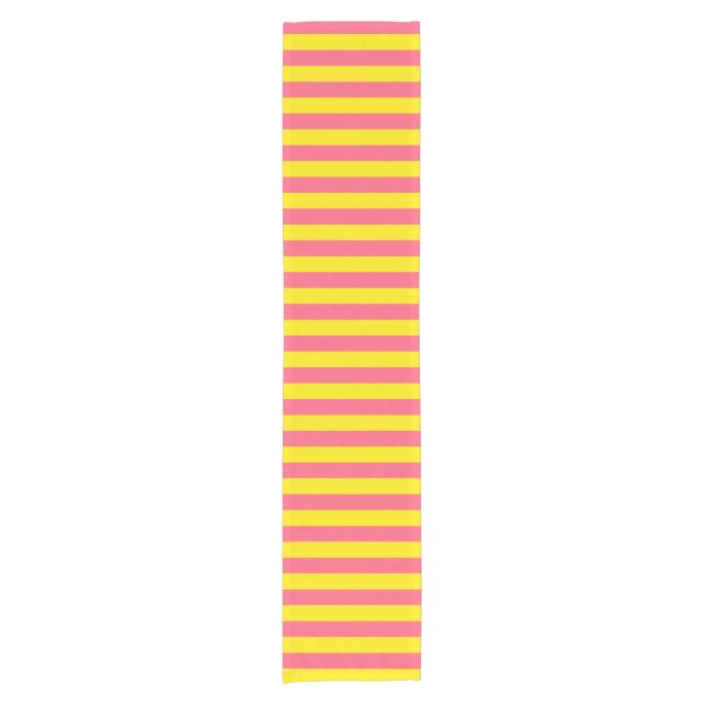 Chemin De Table Court Conception des rayures rose et jaune (Devant)