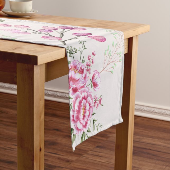 Chemin De Table Court Conception Moderne de Fleurs de Rose (In Situ)