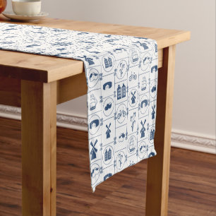 Chemin De Table Court Conception traditionnelle bleue néerlandaise