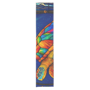 Chemin De Table Court Conception vibrante de tortue marine en verre colo