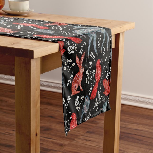 Chemin De Table Court conceptions de motifs floraux de style art populai (In Situ)