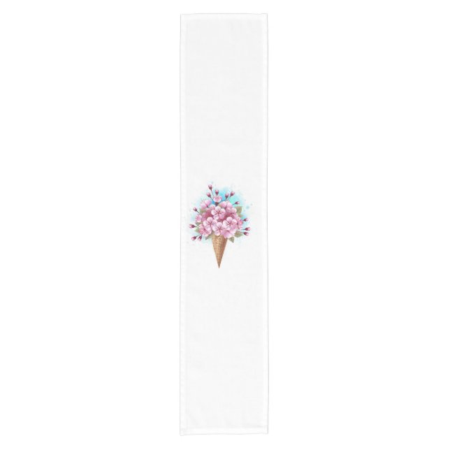 Chemin De Table Court Cône rose Sakura crème glacée gaufre (Devant)