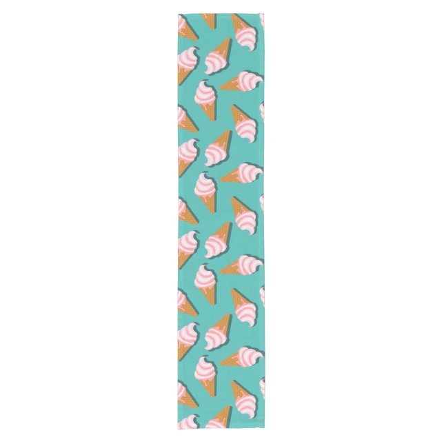 Chemin De Table Court Congés gaufres crème glacée et motif de yaourt con (Devant)