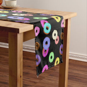 Chemin De Table Court Cool amusant beignets colorés motif noir