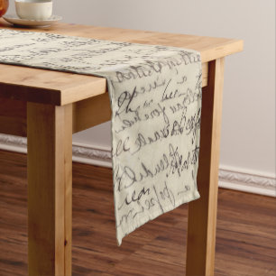 Chemin De Table Court Copie vintage de calligraphie antique de manuscrit