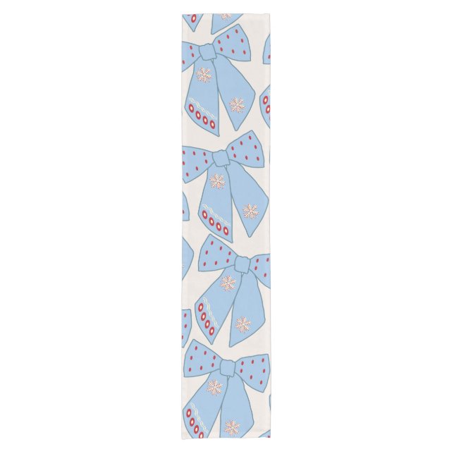 Chemin De Table Court Coquette Bows Bleus (Devant)