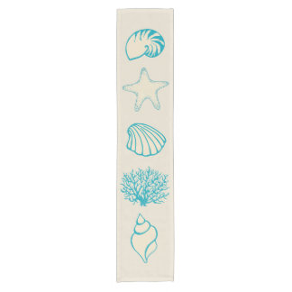 Chemin De Table Court Coquillages de plage Ocean Nautical Table Runner