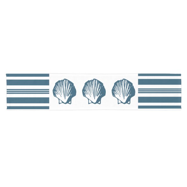 Chemin De Table Court Coquillages et rayures (Horizontal)