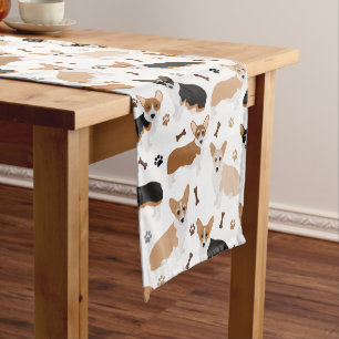 Chemin De Table Court Corgi Dog Paws et Bones Courte Table Runer