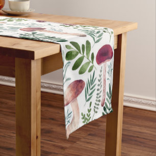 Chemin De Table Court Cosy Watercolor Champignons Motif    