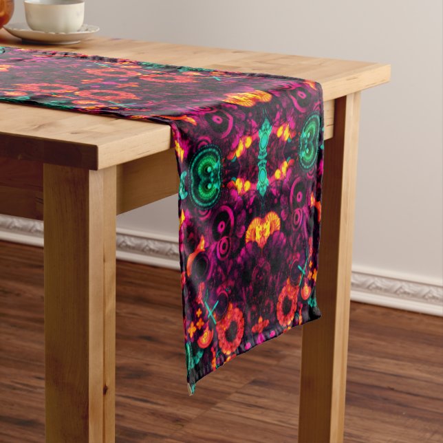 Chemin De Table Court Couleur Abstraite vive (In Situ)