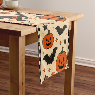 Chemin De Table Court Couleur de l'Halloween | Fantôme Mignon & Citrouil
