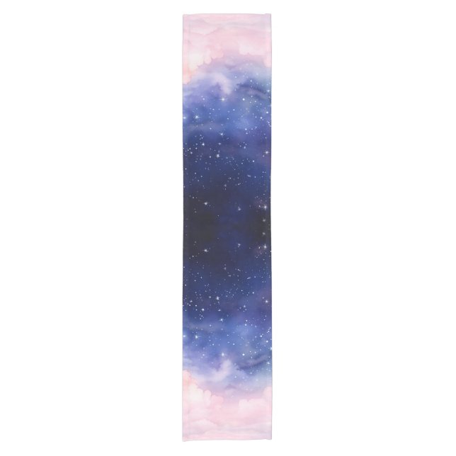 Chemin De Table Court Couleur d'eau Marine et Pink Starry Table Runner (Devant)
