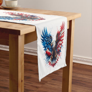 Chemin De Table Court Couleurs Patriotiques Personnalisées Amérique Aigl