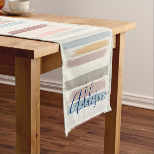 Chemin De Table Court Coups de pinceau pastel personnalisés