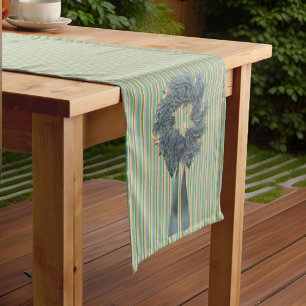 Chemin De Table Court Courbe avec ruban vert Grandes Simples
