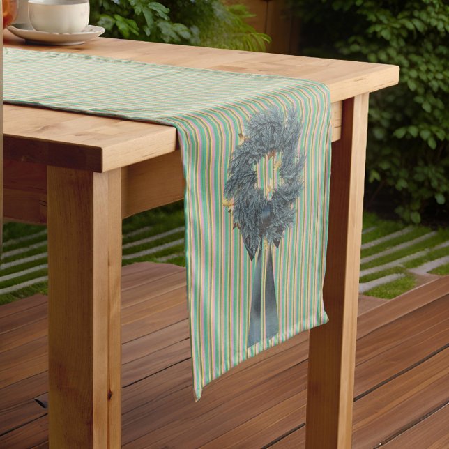 Chemin De Table Court Courbe avec ruban vert Grandes Simples (Créateur téléchargé)