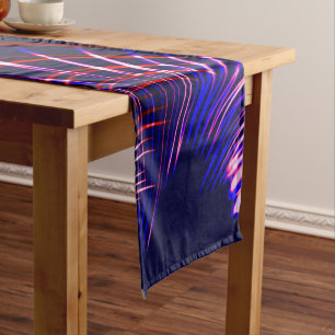 Chemin De Table Court Courbes pointues du bleu au rouge, rose et blanc