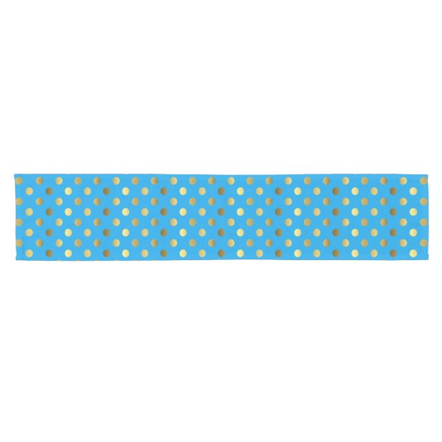 Chemin De Table Court Coureur de table à points bleu turquoise et Polka  (Horizontal)