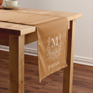 Chemin De Table Court Coureur de table courte Florale Monogramme personn