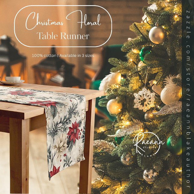 Chemin De Table Court Coureur de table de conception florale de Noël (Créateur téléchargé)