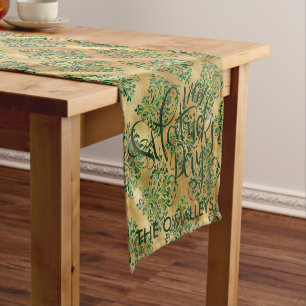 Chemin De Table Court Coureur de table de modèle de Damas écossais et or