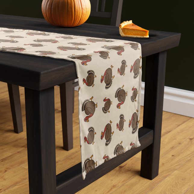 Chemin De Table Court Coureur de table de Motif de Thanksgiving Turkey (A fun turkey pattern table runner for your fun Thanksgiving table)